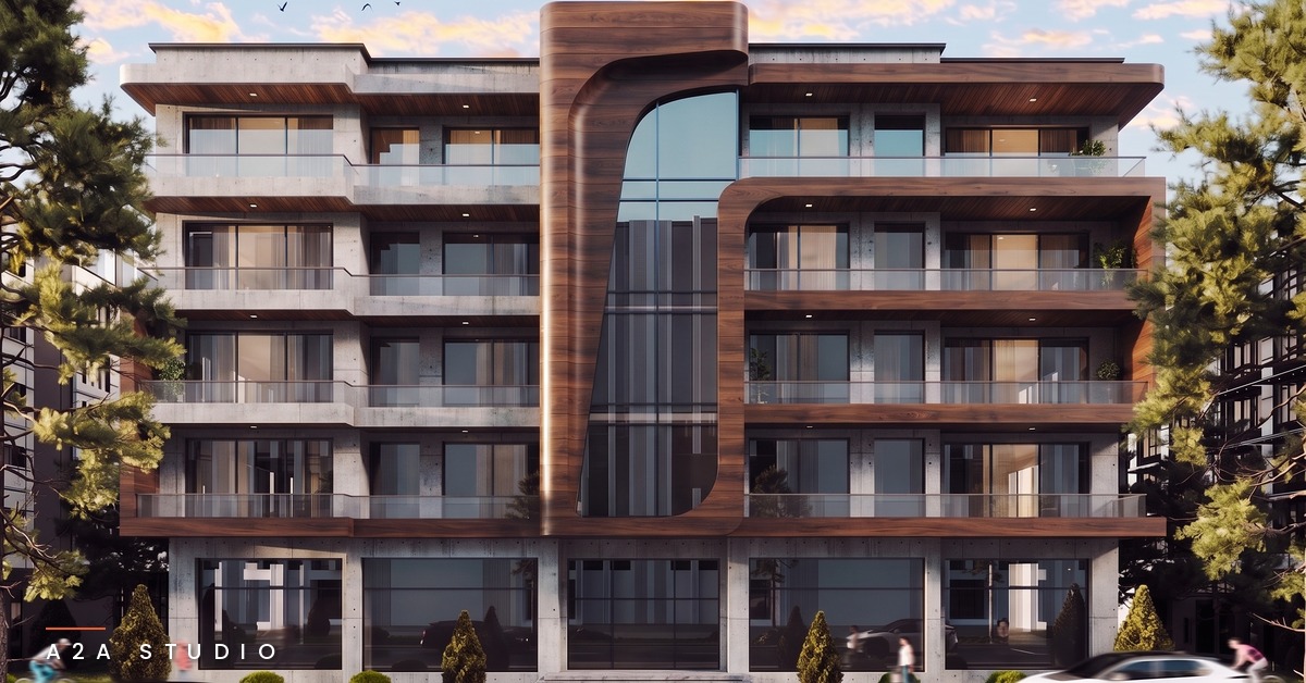 Immeuble résidentiel haut standing R+5 à Bouskoura, Casablanca, étude conceptuelle A2A Studio