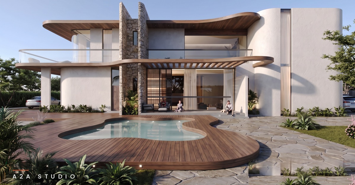 Villa individuelle de maître à Bouskoura, Casablanca, étude conceptuelle A2A Studio